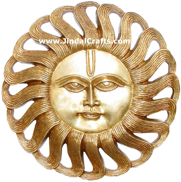 Brass Sun Mask India Carving Artifacts Arts