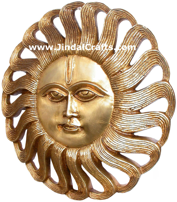 Brass Sun Mask India Carving Artifacts Arts