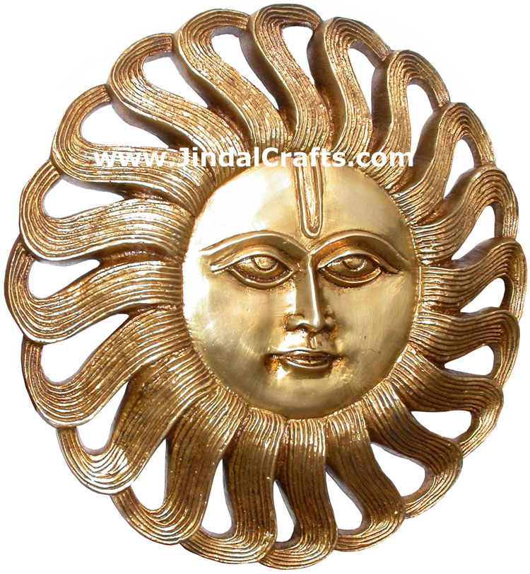 Brass Sun Mask India Carving Artifacts Arts