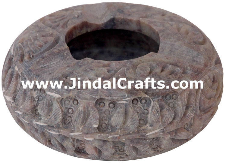 Hand Carved Soft Stone Ash Tray Indian Art