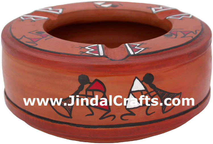 Terracotta Ash Tray - Hand made Warli Painting