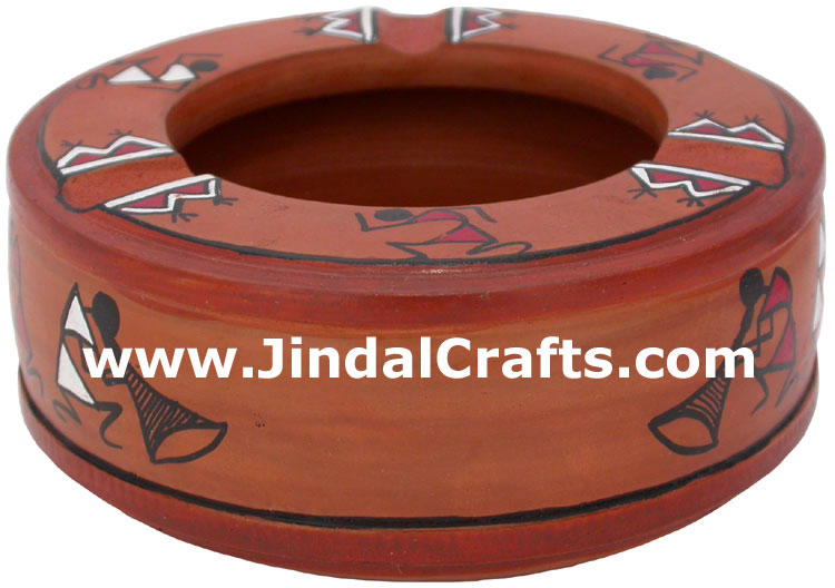 Terracotta Ash Tray - Hand made Warli Painting