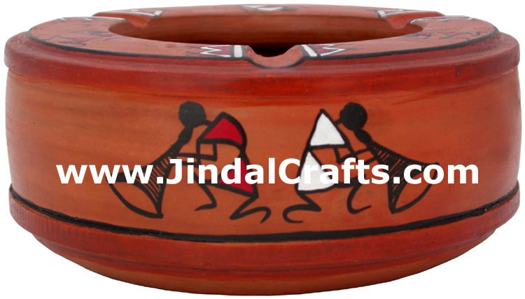 Terracotta Ash Tray - Hand made Warli Painting