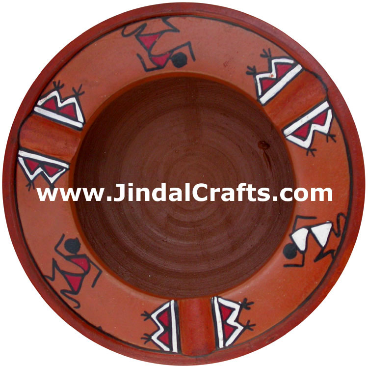 Terracotta Ash Tray - Hand made Warli Painting