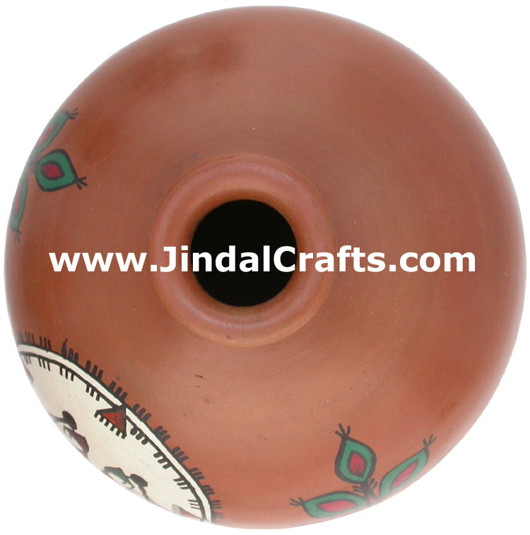 Terracotta Vase Hand made Warli Painted Decorative Art