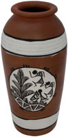 Terracotta Vase Hand made Warli Painted Decorative Art
