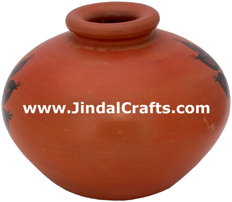 Terracotta Vase Hand made Warli Painted Decorative Art