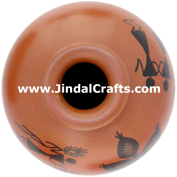Terracotta Vase Hand made Warli Painted Decorative Art