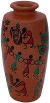 Terracotta Vase Hand made Warli Painted Decorative Art