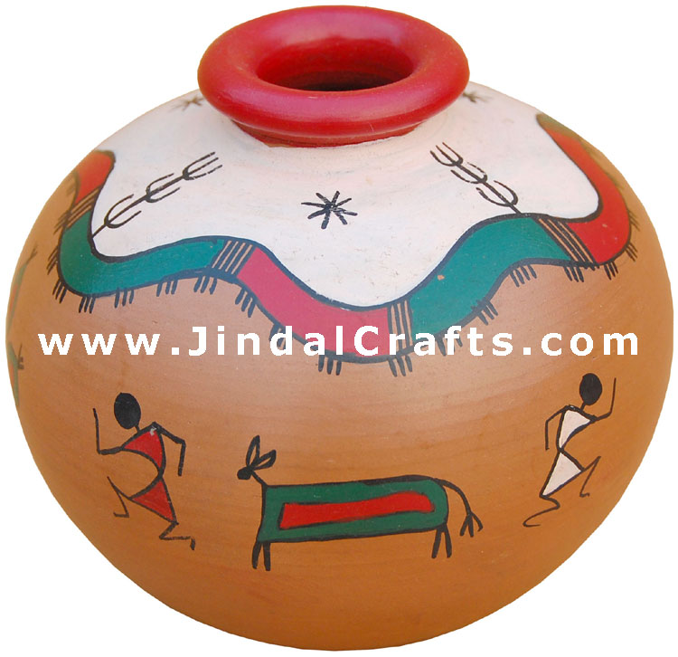 Vase Handmade Hand Painted Artifact from India Heritage