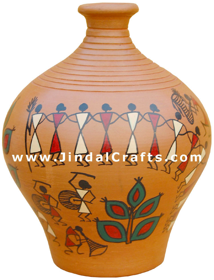 Vase Handmade Hand Painted Artifact from India Heritage
