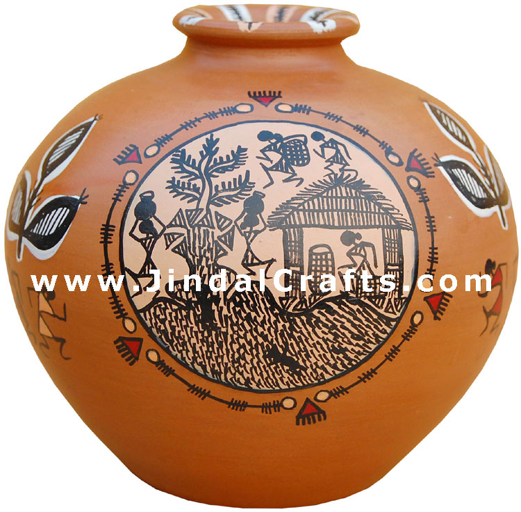 Vase Handmade Hand Painted Artifact from India Heritage