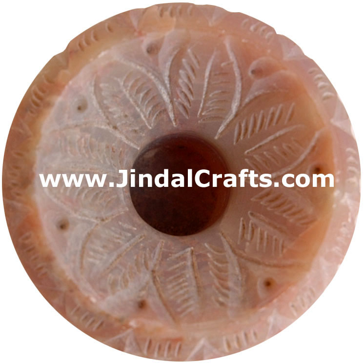 Vase - Handcarved Soft Stone Decorative Vase Indian Art