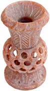 Vase - Handcarved Soft Stone Decorative Vase Indian Art
