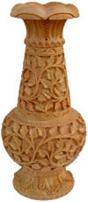 Hand Carved Wooden Decorative Vase India Fair Trade Art