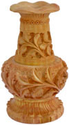 Hand Carved Wooden Decorative Vase India Fair Trade Art