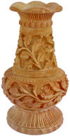 Hand Carved Wooden Decorative Vase India Fair Trade Art