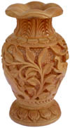 Hand Carved Wooden Decorative Vase India Fair Trade Art