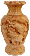 Hand Carved Wooden Decorative Vase India Fair Trade Art