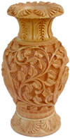 Hand Carved Wooden Decorative Vase India Fair Trade Art