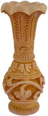 Hand Carved Wooden Decorative Vase India Fair Trade Art