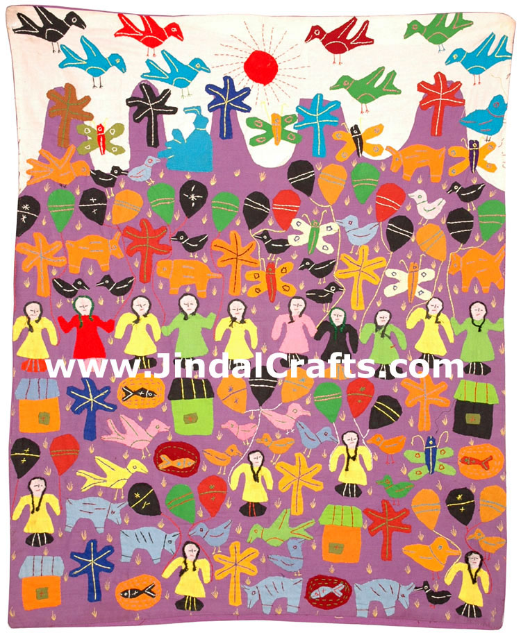 Wall Hanging - Handmade Applique Patch Work from India