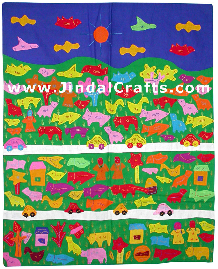 Wall Hanging - Handmade Applique Patch Work from India