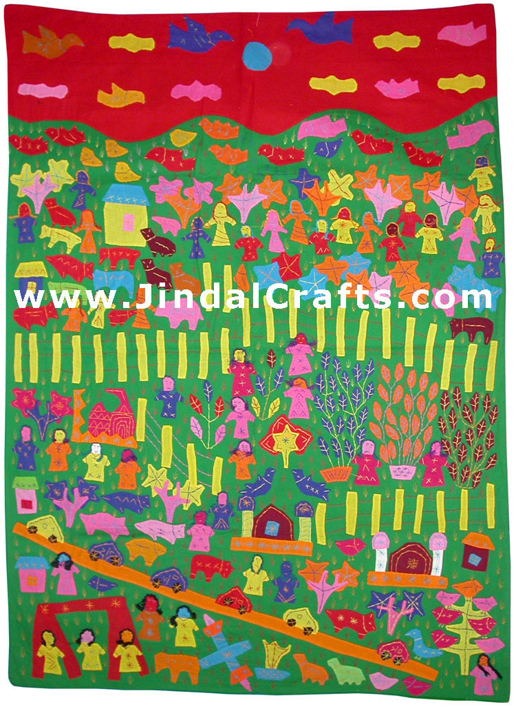 Wall Hanging - Handmade Applique Patch Work from India