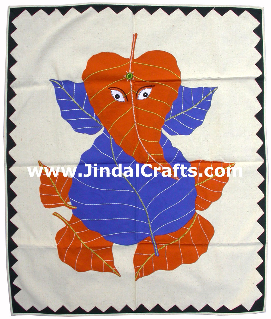 Applique Wall Ganesha Hanging - Indian Traditional Art Craft Handicraft Artifact