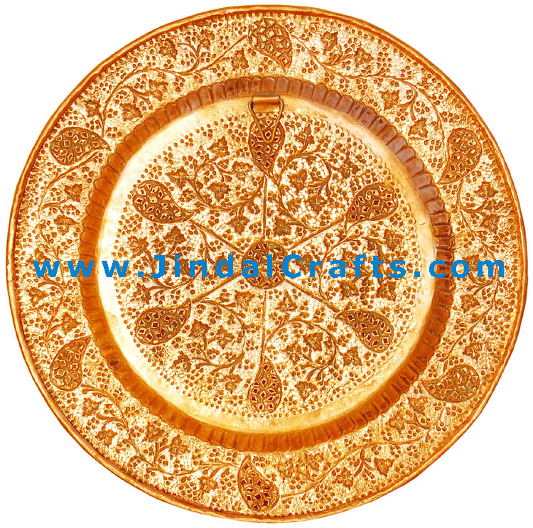 Handcarved Copper Decorative Plate Wall Hanging India