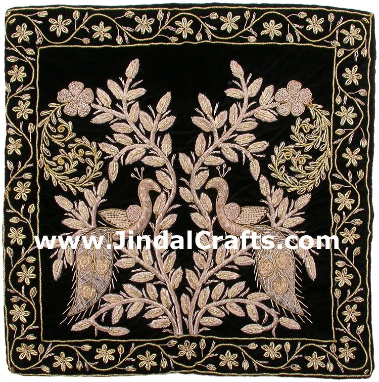 Cushion Cover - Hand Embroidery Jari Zari Work India