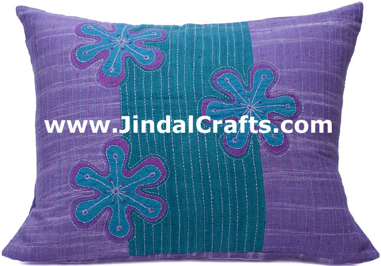 Hand Embroidered Designer Cushion Cover Indian Bedding