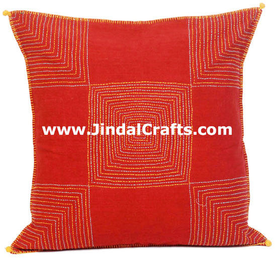 Hand Embroidered Designer Cushion Cover Indian Bedding