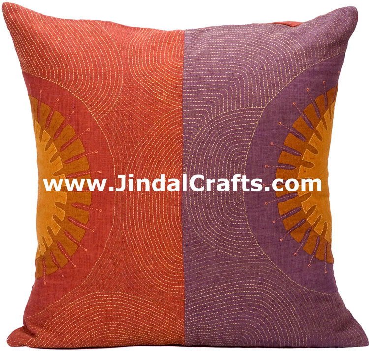 Hand Embroidered Designer Cushion Cover Indian Bedding
