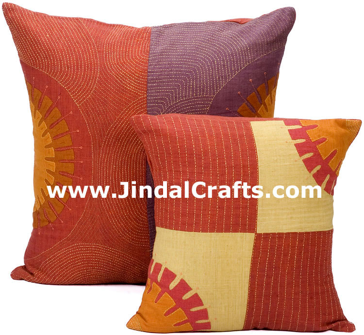 Hand Embroidered Designer Cushion Cover Indian Bedding