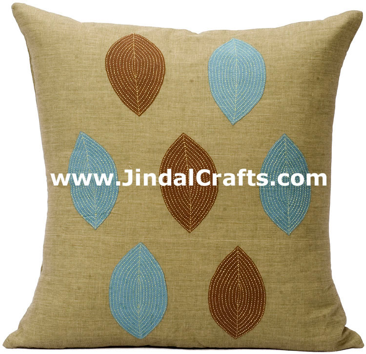 Hand Embroidered Designer Cushion Cover Indian Bedding