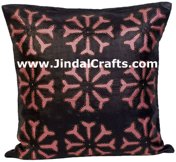 Hand Embroidered Designer Cushion Cover Indian Bedding