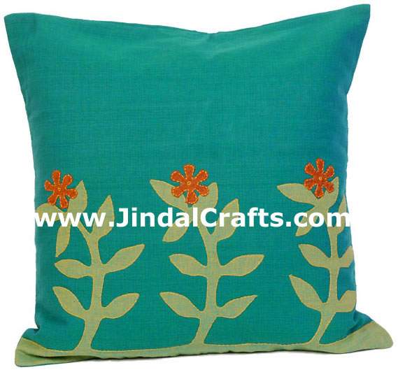 Hand Embroidered Designer Cushion Cover Indian Bedding