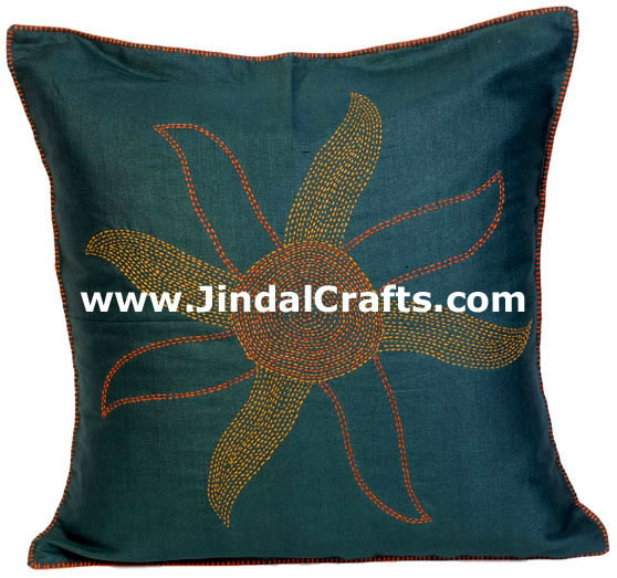 Hand Embroidered Designer Cushion Cover Indian Bedding