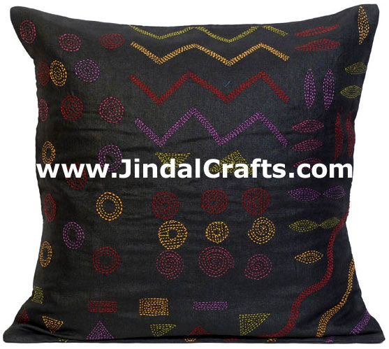 Hand Embroidered Designer Cushion Cover Indian Bedding