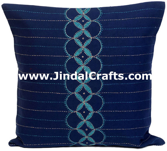 Hand Embroidered Designer Cushion Cover Indian Bedding