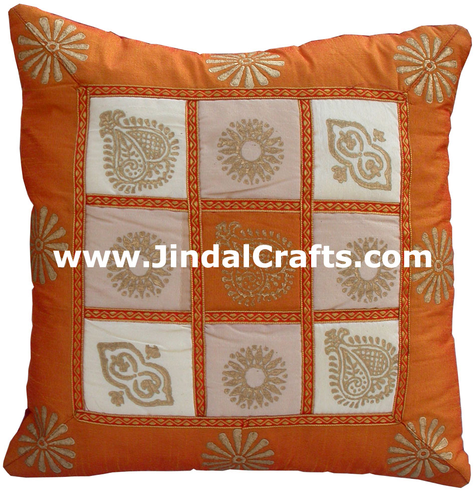 Ethnic Cushion Cover - Rich Indian Hand Stitched Colourful Art Hand Work