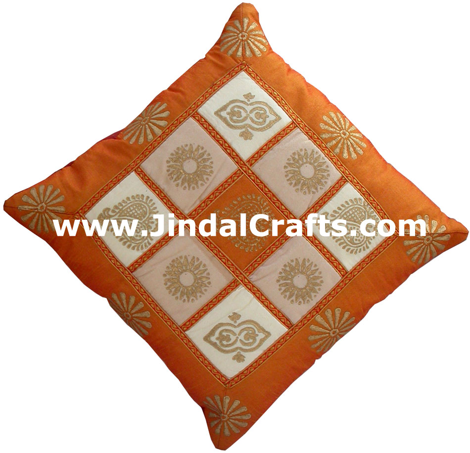 Ethnic Cushion Cover - Rich Indian Hand Stitched Colourful Art Hand Work