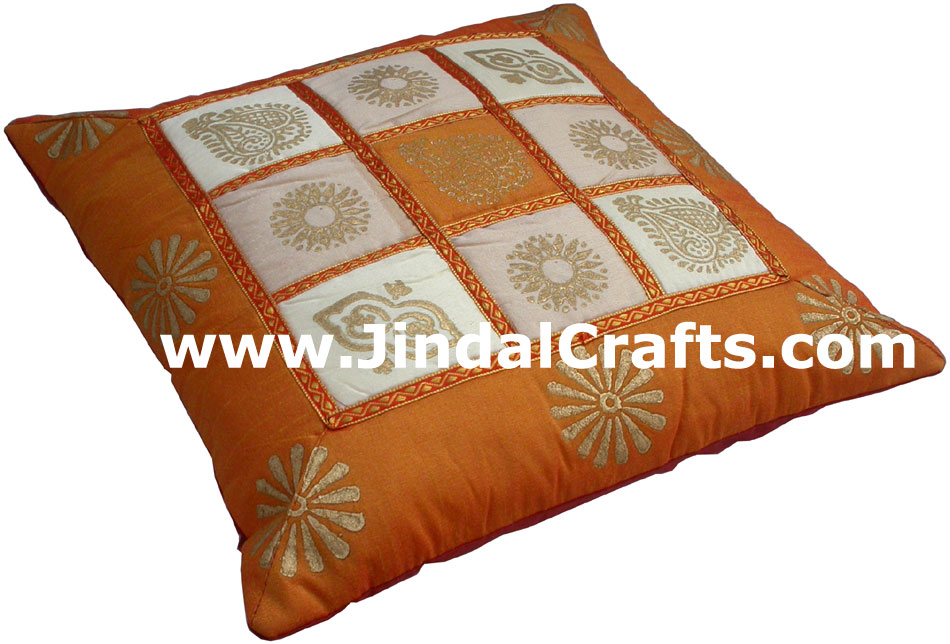 Ethnic Cushion Cover - Rich Indian Hand Stitched Colourful Art Hand Work