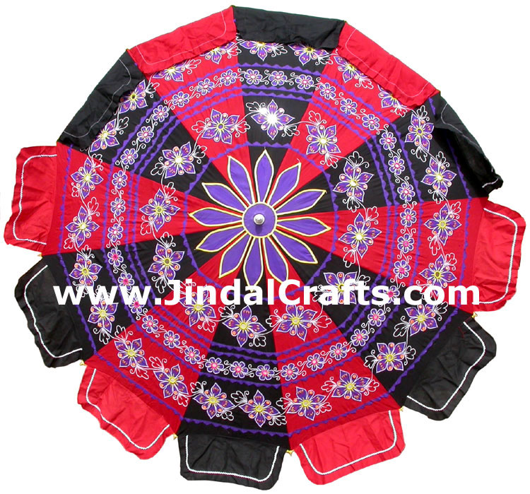 Embroidered Garden Umbrella - Cotton Made Indian Art