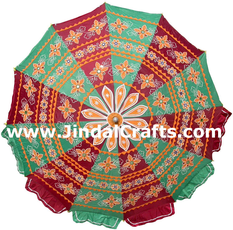Embroidered Garden Umbrella - Cotton Made Indian Art