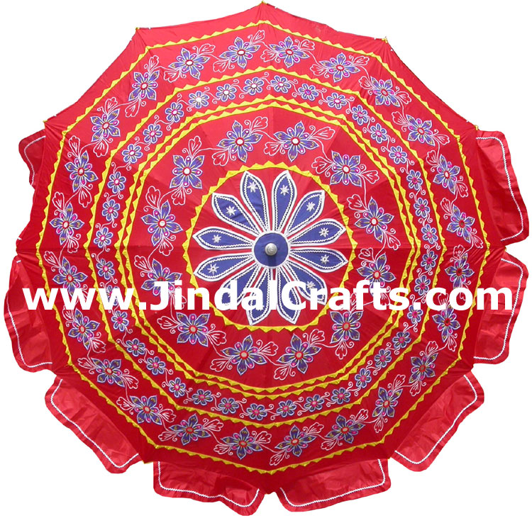 Embroidered Garden Umbrella - Cotton Made Indian Art