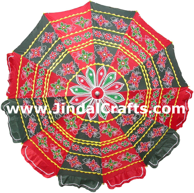 Embroidered Garden Umbrella - Cotton Made Indian Art