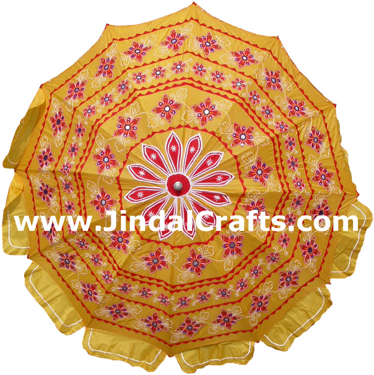 Embroidered Garden Umbrella - Cotton Made Indian Art
