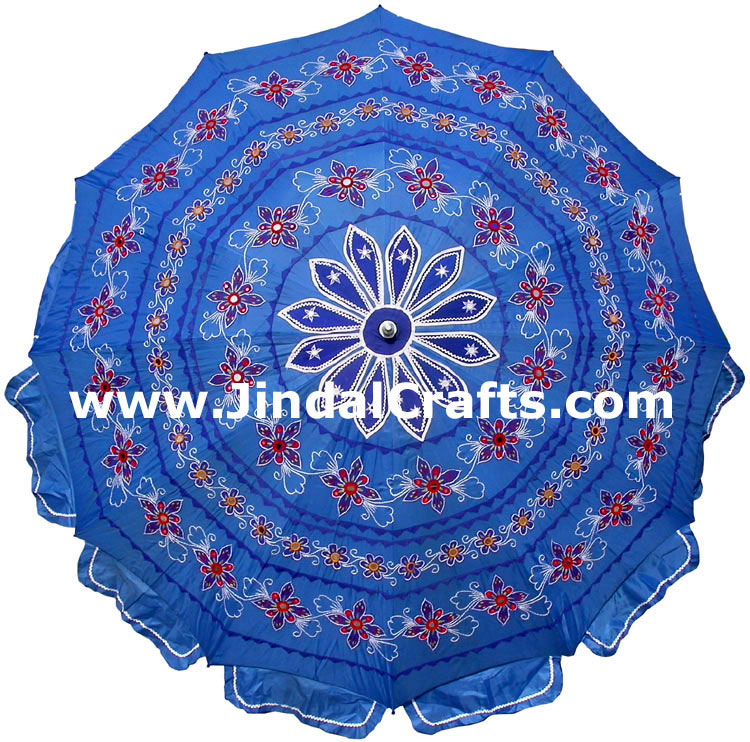 Embroidered Garden Umbrella - Cotton Made Indian Art